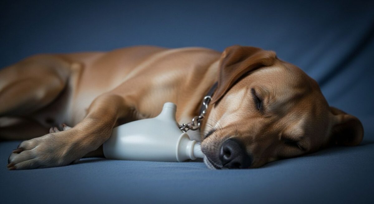 cachorro dormindo à noite com leve dificuldade respiratória
