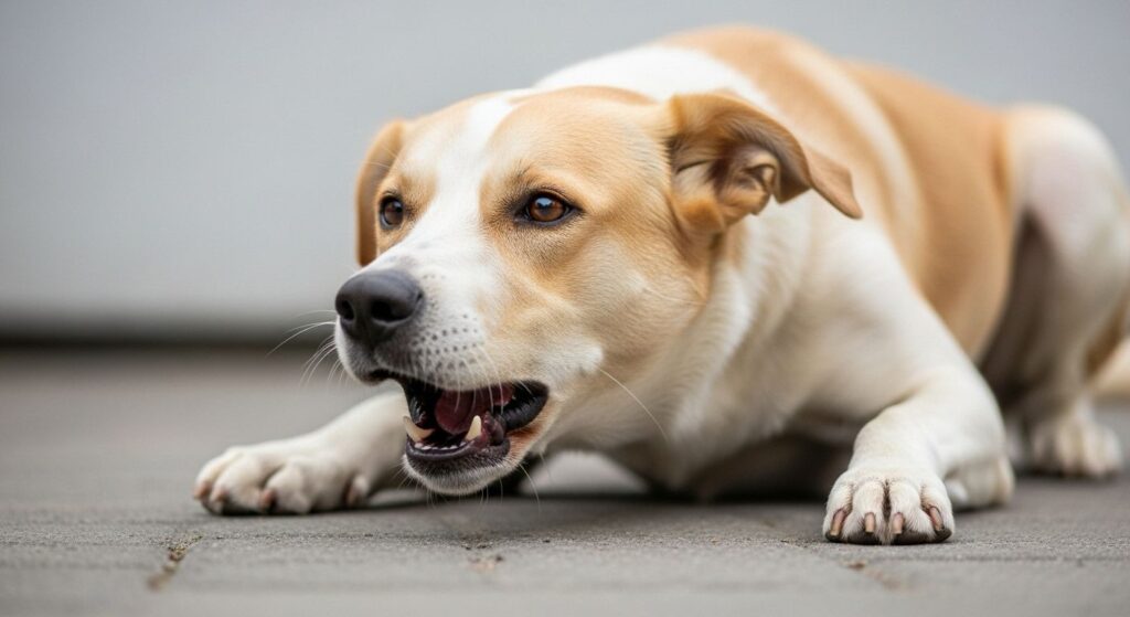 cachorro tossindo durante o dia em ambiente doméstico